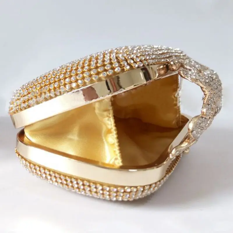 Unique Gold Rhinestone Evening bag Clutch Purse Party Bridal Prom Unique Gold Rhinestone Evening bag Clutch Purse Party Bridal Prom