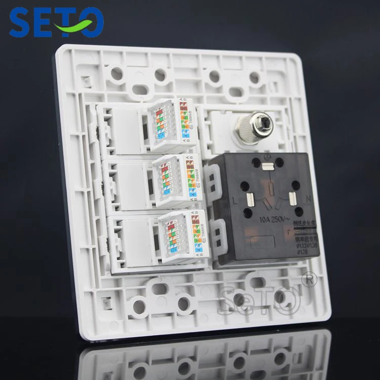 SeTo 120 тип розетка с тремя отверстиями + три RJ45 Cat5e сеть ТВ Панель настенная