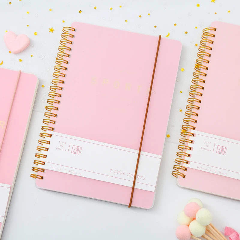 

Rose Gold Coil Notebook A5 Simple Notepad Thickening PP Waterproof Hard Cover Coil Notebook 1PCS