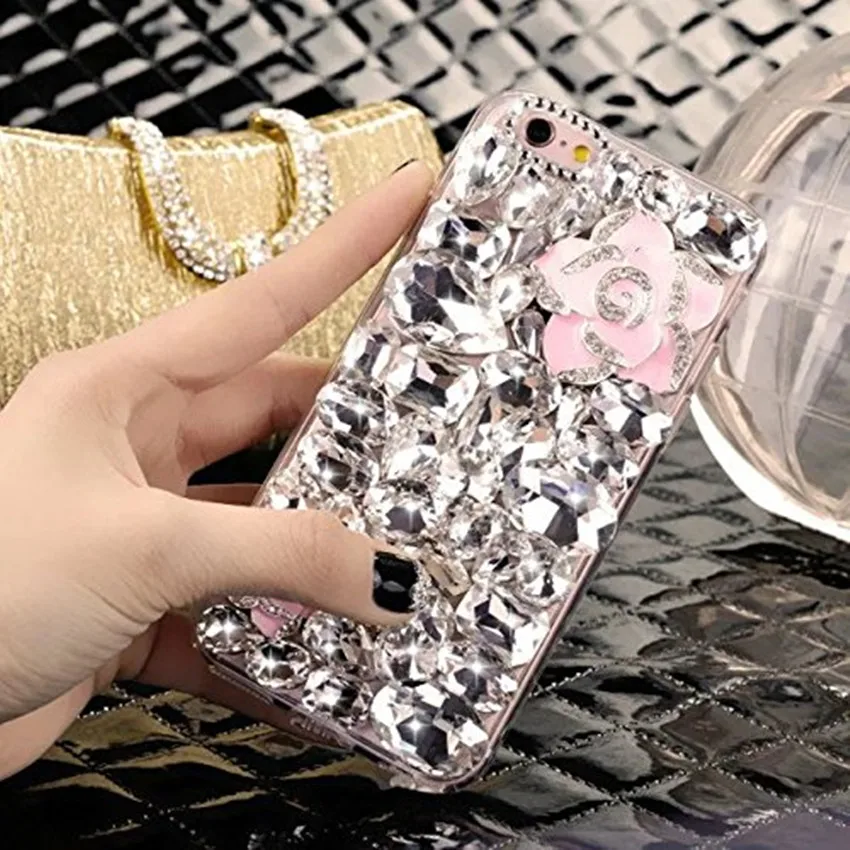 Bling Rhinestone Crystal Diamond Fox and Crown Soft Back Phone Case Cover For iPhone X 7 8 Plus 6 6s Plus 5 5S SE 5C