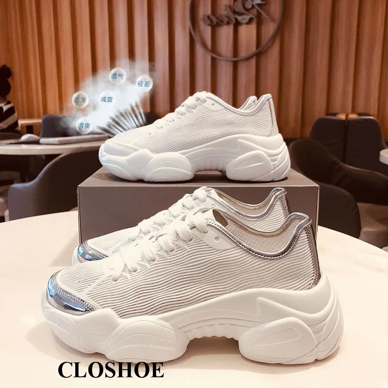 

CLOSHOE Sneaker Girl Student Net Shoe Breathable Woman Shoe Thick Bottom New Style Summer Small White Shoes Air mesh