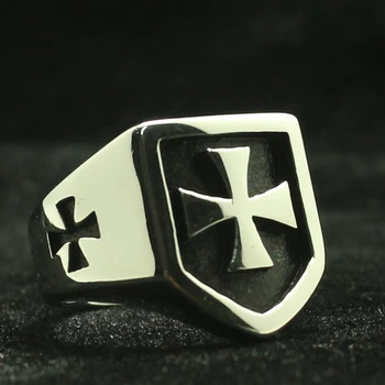 

Mens 316L Stainless Steel Cool Simple Cross Shield Ring