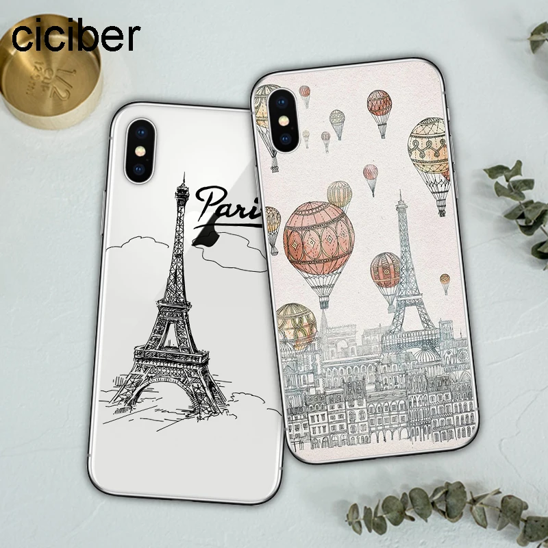 

ciciber Romantic Paris Eiffel Tower Soft TPU Phone Cases Cover For iPhone 11 Pro Max 2019 7 6 8 6s Plus X XS Max XR 5S SE Fundas