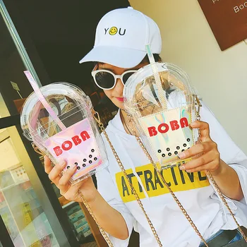 

Personality funny creative pvc cola bottle Bag Laser Transparent color Jelly Beach Bag Shoulder Messenger Bag C41-35