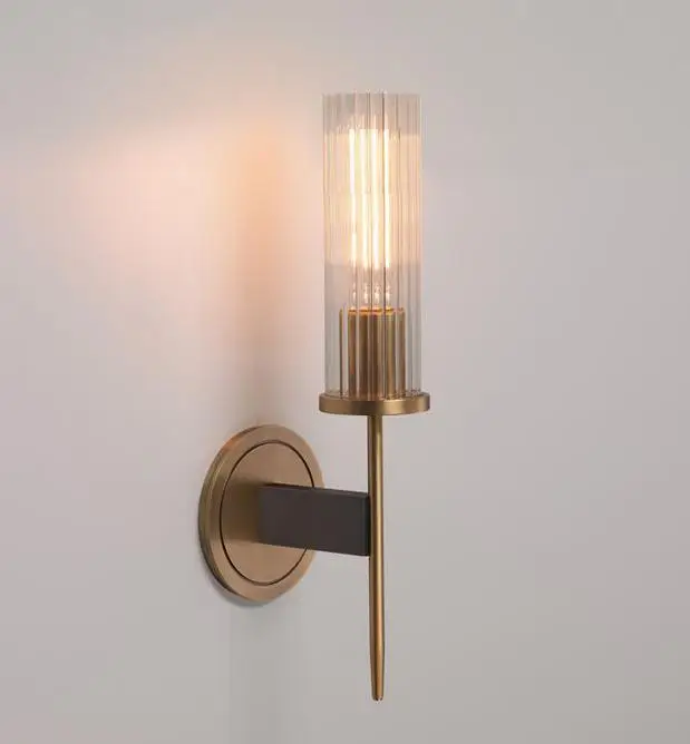 Винтажный светодиодный светильник для ванной, прикроватный стеклянный абажур E14, светодиодный настенный светильник для спальни, коридора, домашнего зеркала, светодиодный настенный светильник - Цвет абажура: metal plating copper