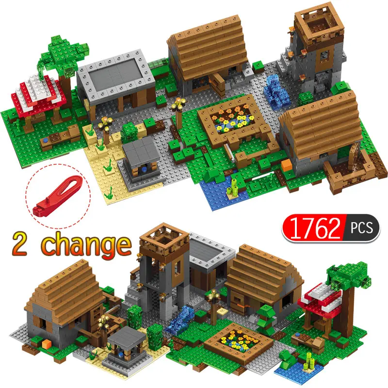 

1762pcs My World Series Village Model Building Blocks Bricks Model Compatible Legoingly Minecrafted 21128 Toys For Children