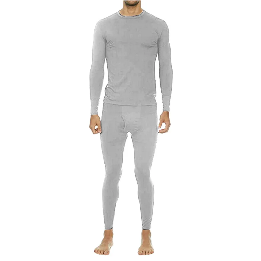 Solid Winter Thermal Underwear Men's Daily comfortable Suit Circular Collar Warm Clothing Set#0927 A#487