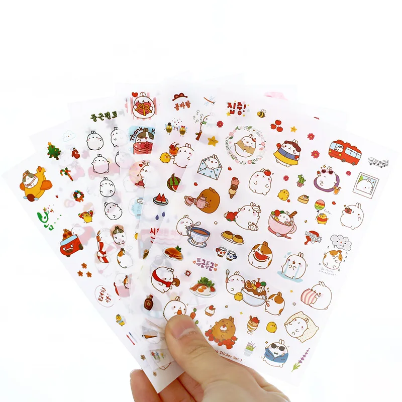 

6Sheets Cute Rabbit Funny Stickers Kids Notebook Laptop Sticker Small Animal Phone Labels Luggage Skateboard Diary Stickers