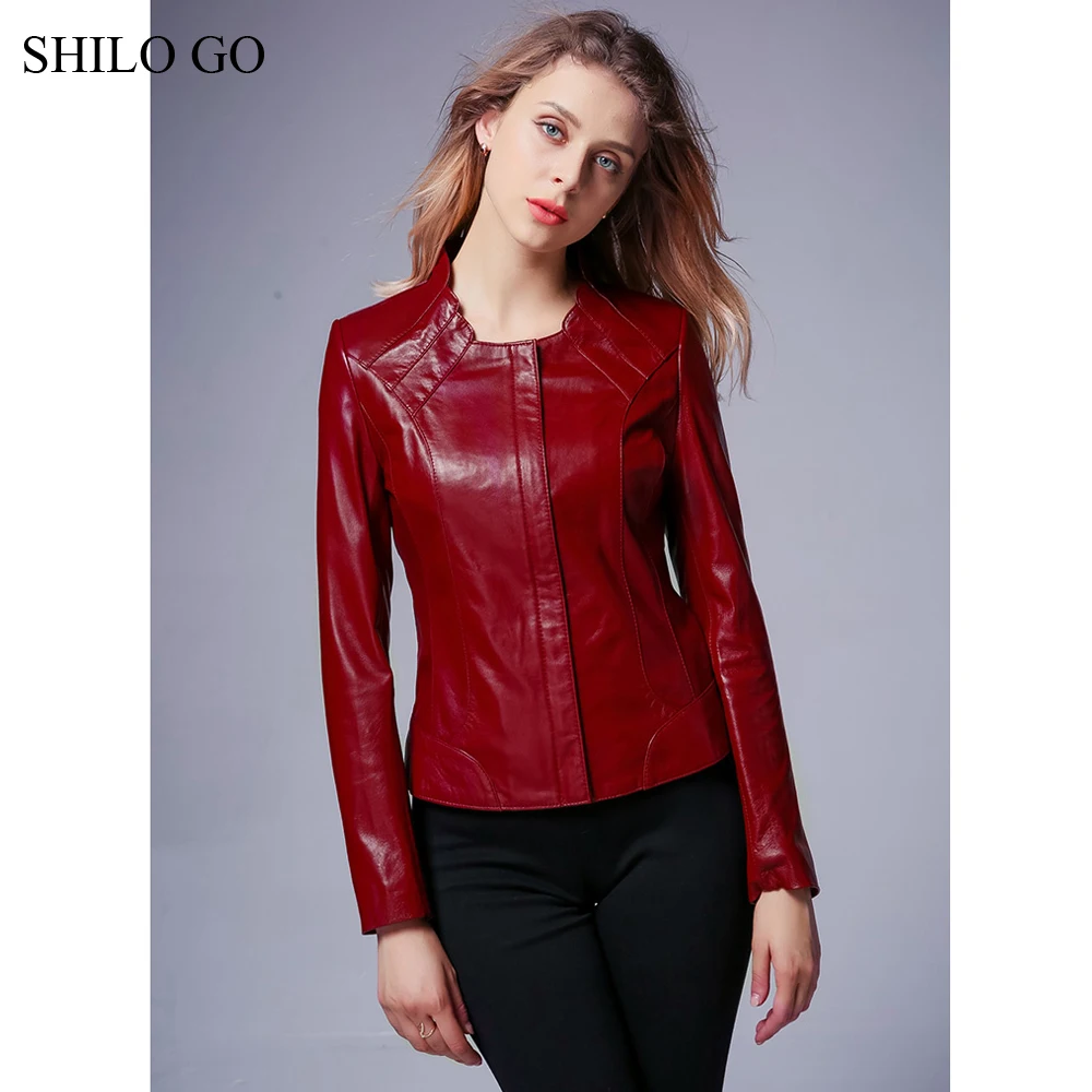Кожаная куртка SHILO GO осенняя модная из натуральной овчины с воротником на молнии
