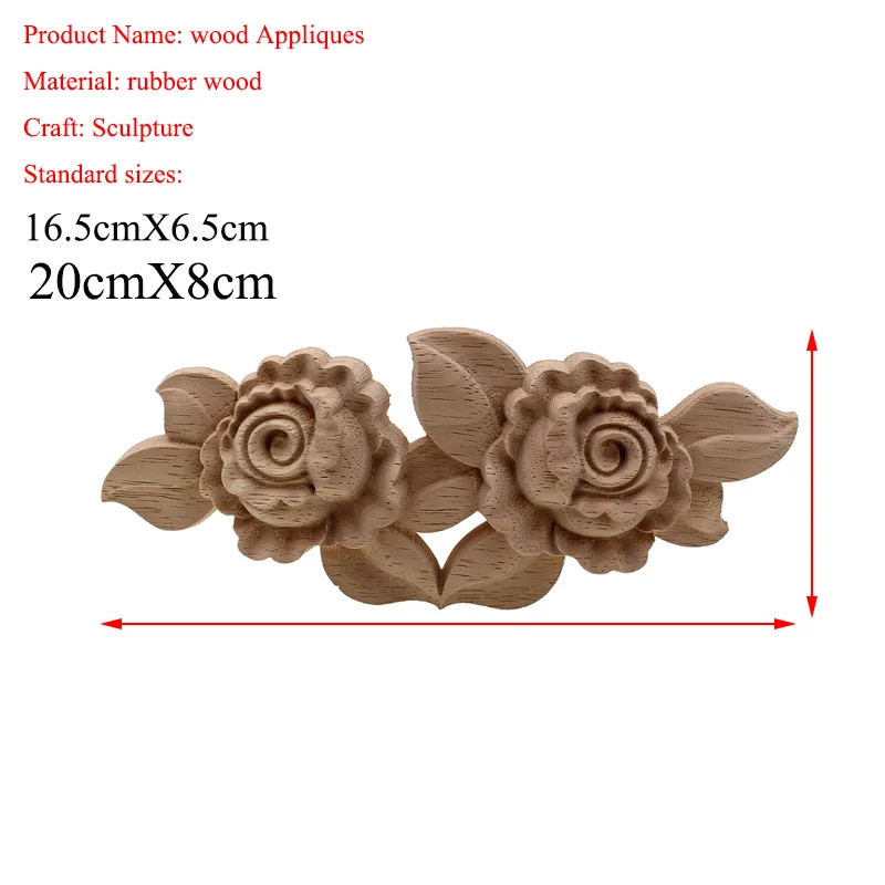 Flower Wood Carving Natural Wood Appliques for Furniture Cabinet Unpainted Wooden Mouldings Decal Decorative Figurine ornament crafts miniature figurines wooden figurine crafts resin crafts glass fruit pendants