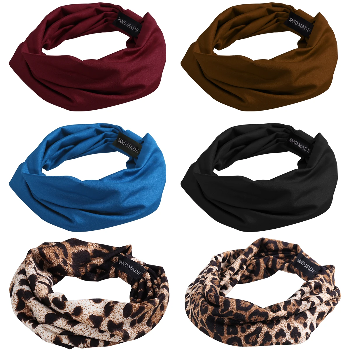 

FRCOLOR 6pcs Sweat Wicking Stretchy Athletic Print Wide Bandana Headbands Head Wrap Yoga Headband