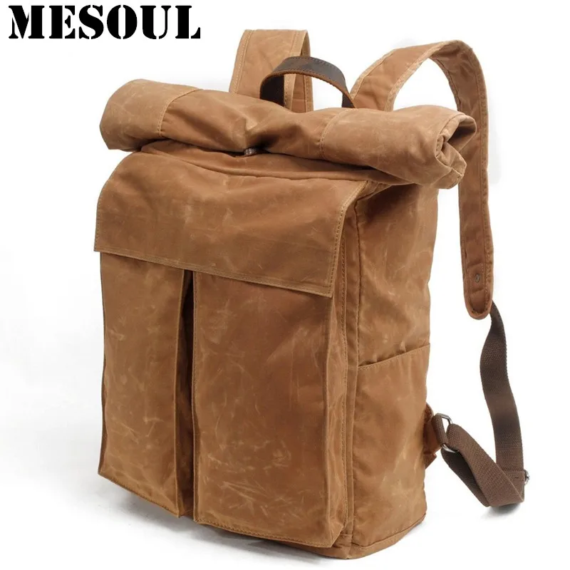 waxed canvas laptop backpack