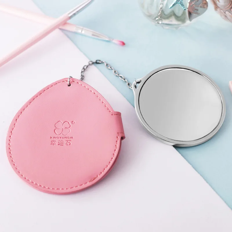 Cardcaptor SAKURA РОЗОВОЕ КРУГЛОЕ косметическое зеркало с кожаным держателем сумки