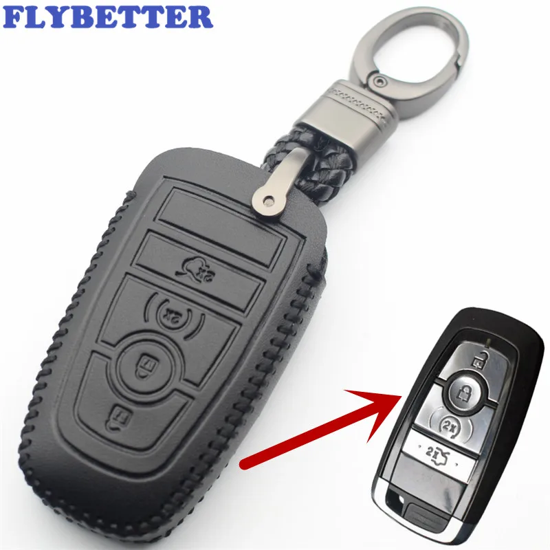 Брелок FLYBETTER из натуральной кожи с 4 кнопками чехол для смарт ключа Ford Fusion/New