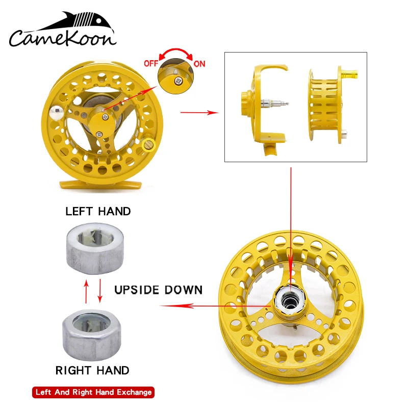 CAMEKOON катушка для ловли нахлыстом 3/4wt 5/6wt большая беседка алюминиевый светильник катушка для нахлыстом ручная замена Рыболовная катушка