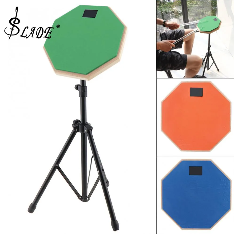 

SLADE 8 Inch Rubber Wooden Dumb Drum Practice Training Drum Pad with Stand 3 Colors Optional for Jazz Drums Exercise