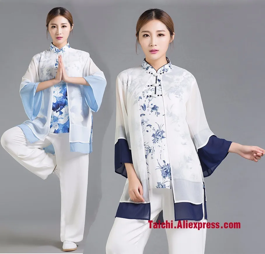 

Tai Chi Clothing Women Tai Chi Uniform Ladies Tai Ji Suit  Printed Three Piece Jacket Pants And Veil