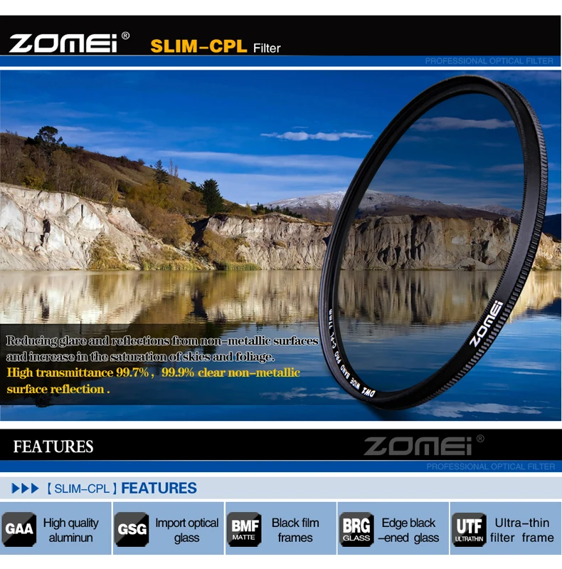 Zomei 77 мм CIR-PL круговой поляризационный CPL фильтр для Canon Nikon sony Pentax Fujifilm Olympus DSLR объектив камеры