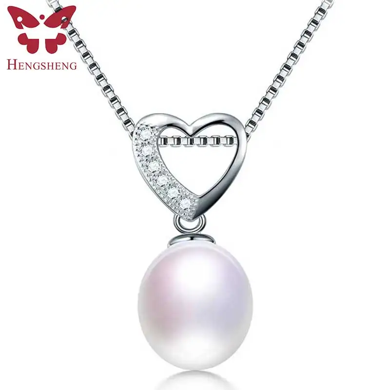 

HENGSHENG Promotion Customized Heart Design Natural Pearl Pendants, 9-10mm AAAA Pearl With Pendants&Necklace