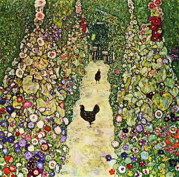 

Gustav Klimt Famous painting reproduce chicken in flower gardern on oil canvas for home decor and wallpaper, gallery