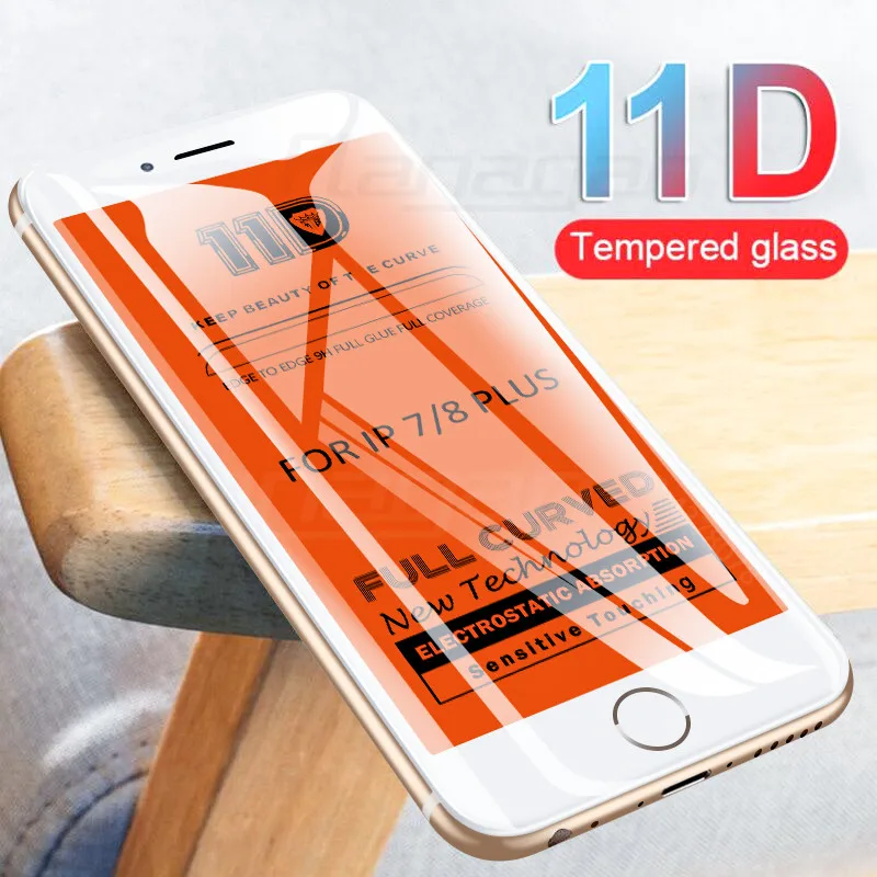 11D защитное стекло с закругленными краями для iPhone 7 8 6 6S Plus, закаленное защитное стекло для экрана iPhone XR XS Max X 10, стеклянная пленка