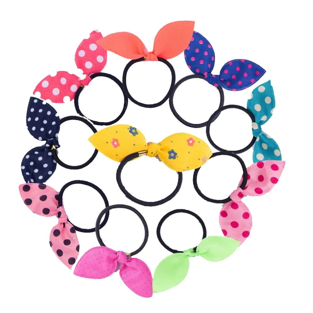 20pcs Polka Dot Elastic Hair Bow Tie Ropes Ring Band Ponytail Holder Bands Headbands Accessories for Baby Toddler Girls | Детская одежда