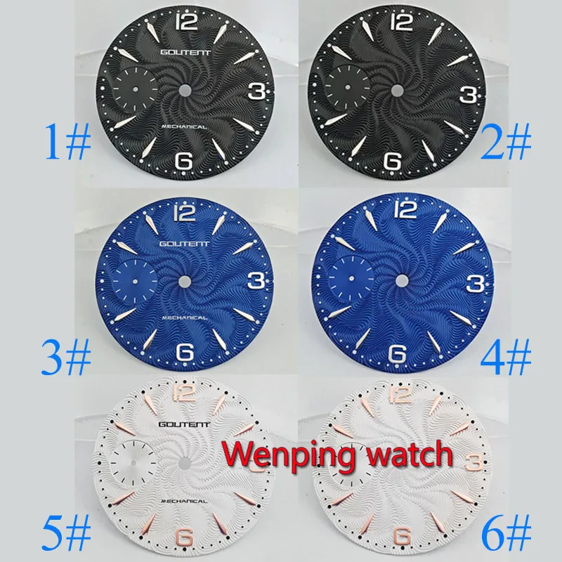 

Goutent 36.8mm watch dial Sterile Grain face watch accessories fit eta 6497 Asia st3600 hand winding Mechanical movement P822
