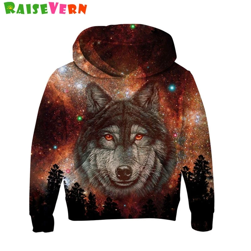 

Colorful Wolf Galaxy 3D Hoodies Children Sweatshirt Boys Girls Loose Hooded Harajuku Outerwear Thin Sweatshirt Pullovers Kids