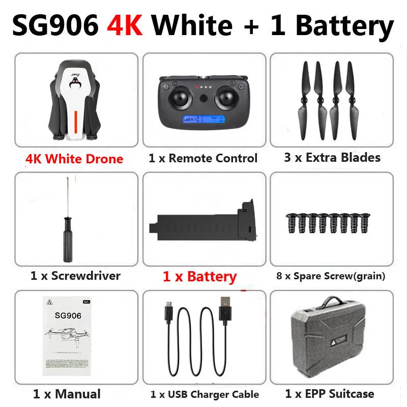 SG906 Профессиональный GPS 5G складной Дрон с камерой 4K WiFi FPV широкоугольный оптический поток бесщеточный Радиоуправляемый квадрокоптер вертолет игрушки - Цвет: White 4K 1b Portable