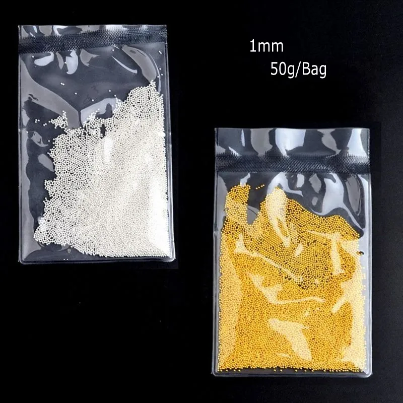

50g/Bag 1mm 3D Metal Micro Beads Stainless Steel Nails Art Caviar Beads for Nail Gold Silver Nail Beads Decorations Studs CLB359