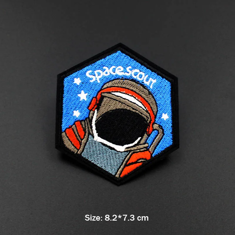 

Space Scout Cropped Patches For Kids Clothes Backpack Ironing Embroidered Badges Stickers Apparel Applique Decoration