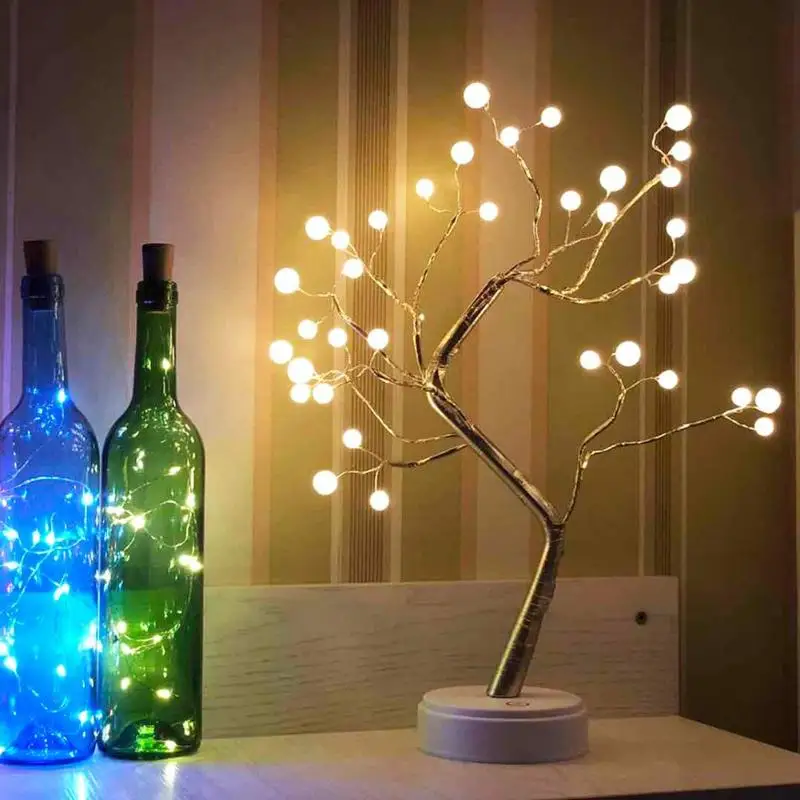 

36LED Starry String Lights Pearl Tree Rose Tree Table Lamp LED Garland Lights Holiday Wedding Bedroom Event Party Home Decor