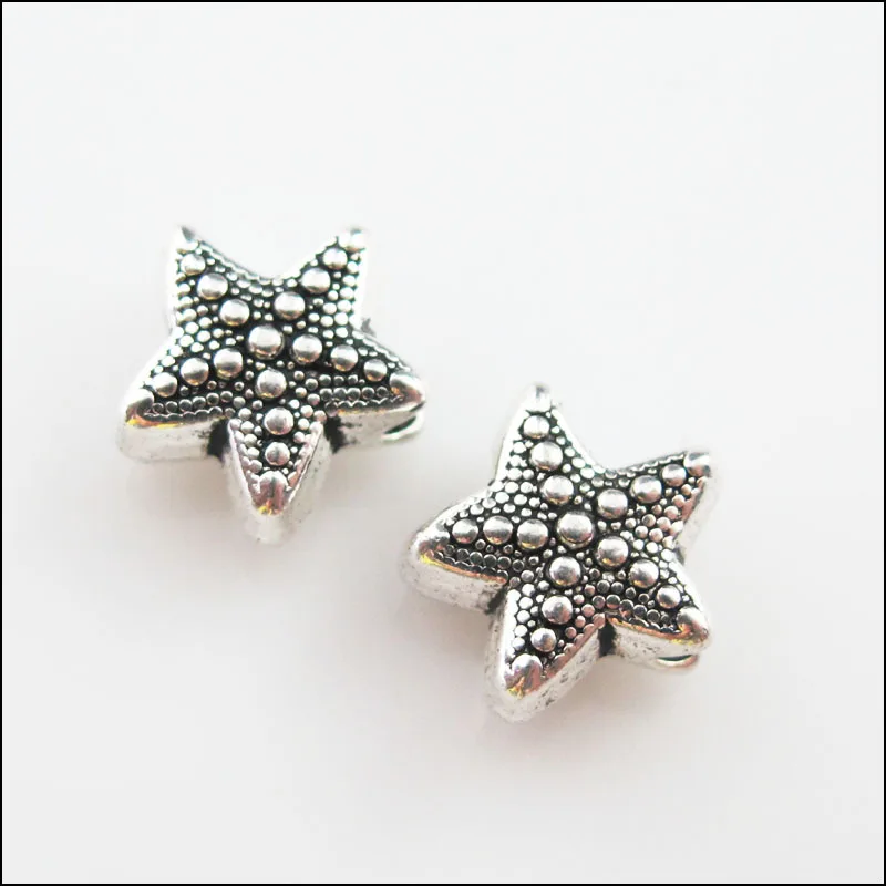 

New 10Pcs Tibetan Silver Tone Sea Starfish Spacer Beads Charms 10x10.5mm