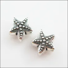 Novo 20 pçs tibetano prata cor mar starfish espaçador contas encantos 10x10.5mm
