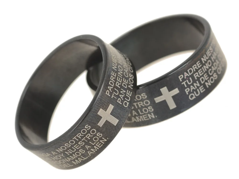 Hot Sale Wholesale 6pcs Mens Religious Bible Ring Black Stainless Steel
