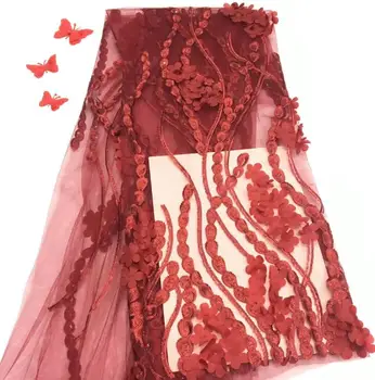 

Pretty embroidered tulle mesh lace fabric Nice looking S-11810 african net lace fabric with flower