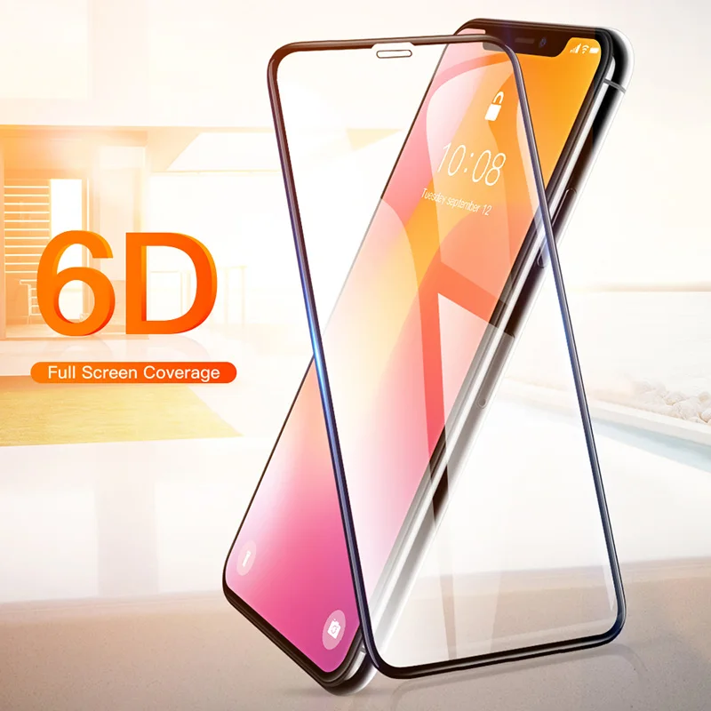 

6D Full Cover Tempered Glass For iPhone 6 6s 7 8 Plus Screen Protector for iphone X XS XS Max glass Film Curved Edge Protection