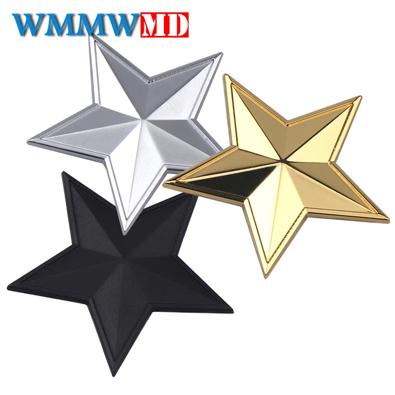 

New 3D Metal Pentacle Star Car Auto Badge Emblem Sticker Black Chrome Motorcycle Automobile Tuning Car Styling Accessories