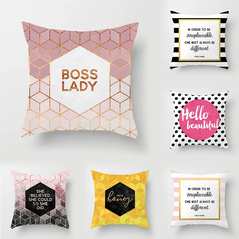 

Dawegama 1PC Geometric Printed Winter Warm Peach Skin Cashmere Throw Pillow Cases Home