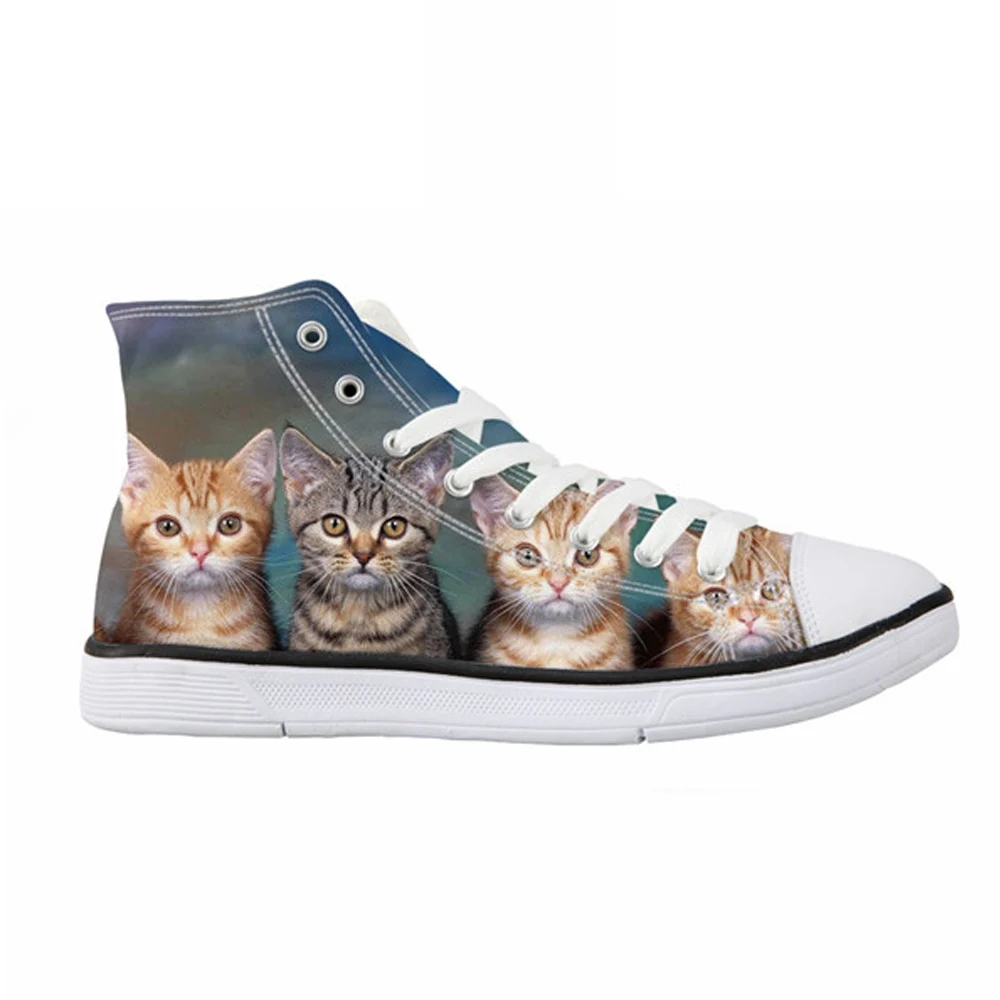 

Customized Lovely Animal Cat Printed Women Shoes High Top Flats Women's Vulcanize Shoes Casual Sneakers Shoes Woman Canvas 2019