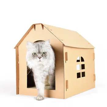 

Furniture Carton Box Tools Indoor DIY Scratch Board Self Assembly Kitten Cat House Corrugated Paper Have Small Window Supplies