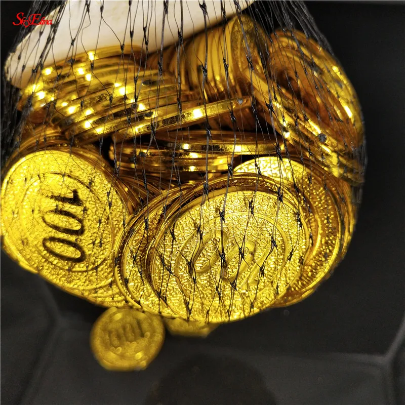 

50/100pcs/pack Toy coins poker casino chips bitcoin model bitcoin gold plating Plastic Pirate Gold Coins Game currency 6z