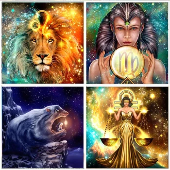 

5D DIY Diamond Painting Constellation Leo Libra Round Drill Embroidery Home Decoration Mosaic Crystal Cross Stitch Handmade
