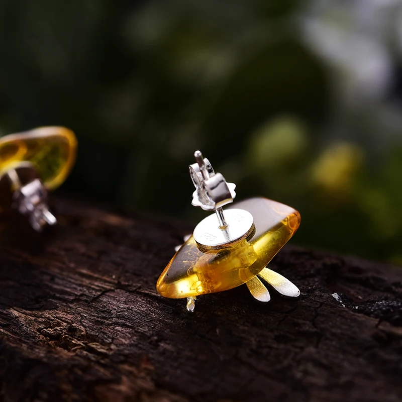 Женские серьги гвоздики стрекоза Lotus Fun изящные ручного изготовления из