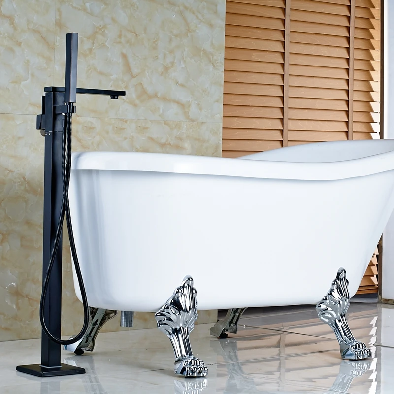 

Modern Floor Mounted Single Handle Shower Faucet Tub Mixer Oil Rubbed Bronze