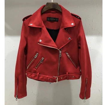 

Women Turn-down Collar Long Sleeves Zipper Slash Jacket Autumn Buckle Designed Coat FS0618