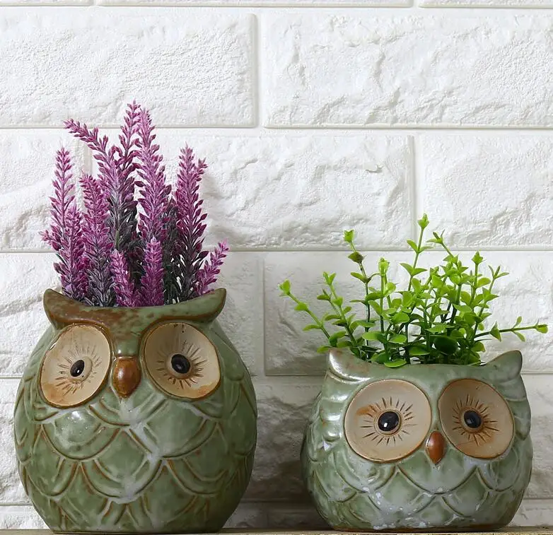 Ceramic Cartoon Owl Flowerpot Mini cute animal shaped Flower Pot For Succulents Fleshy Plants