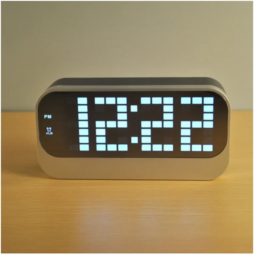 New LED Mirror clock Electronic Desk Clock Snooze Radio Nixie big Digital Table Watch Bedside Alarm home decor | Дом и сад