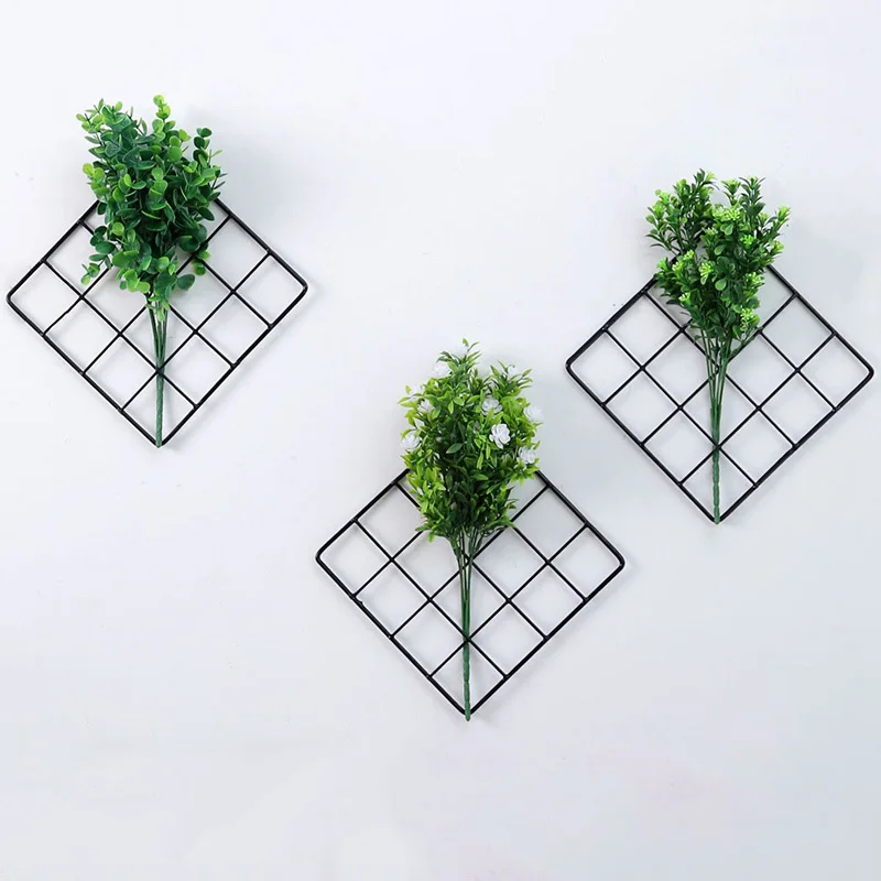 Iron Mesh Grid Panel Photo Pictures Holder 20*20cm Artificial Flower