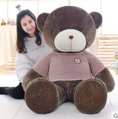 

big plush round eyes khaki sweater teddy bear toy huge bear doll gift about 160cm